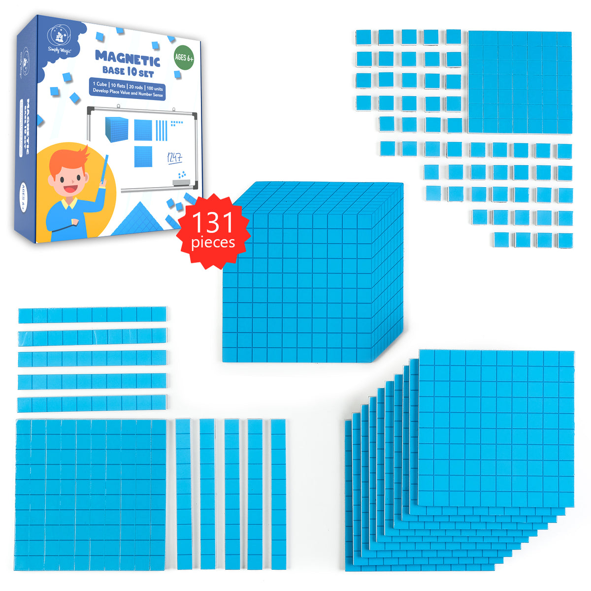 Magnetic Base Ten Blocks Set for Classroom & Homeschool | Simply Magic