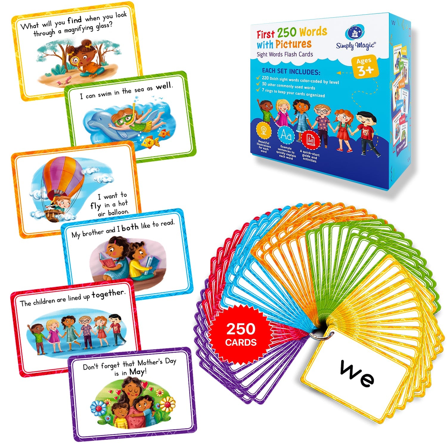 250 Sight Words Flash Cards for Kindergarten & 1st Grade Fun, Picture Sight Word Cards for Early Learning Simply Magic 250 Sight Words Flash Cards for Kindergarten & 1st Grade Fun, Picture Sight Word Cards for Early Learning Simply Magic