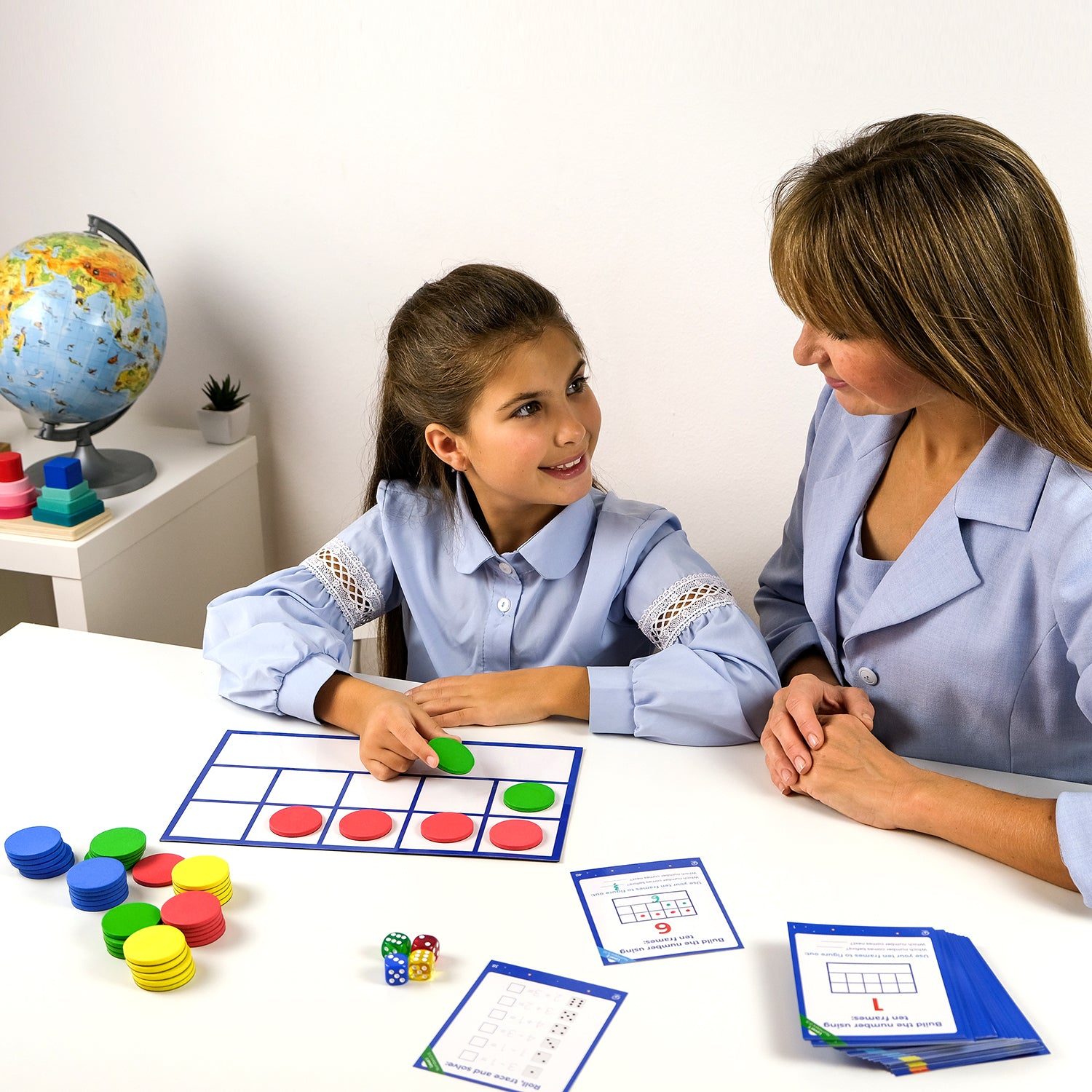 130-piece ten frame set with magnetic counters