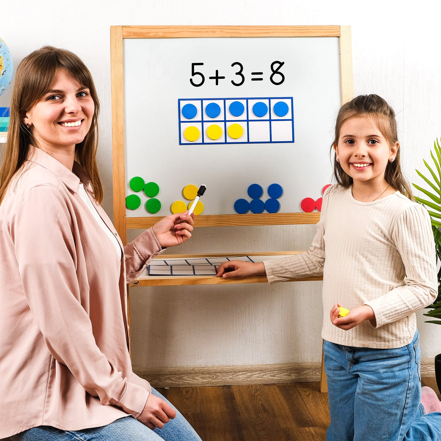 Magnetic ten frame math set with counters