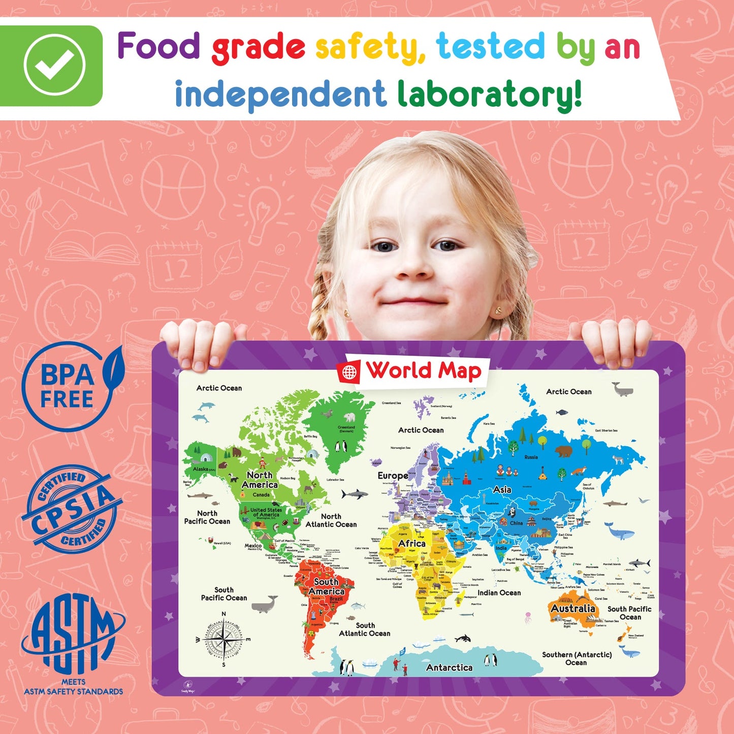 learning placemats World Map