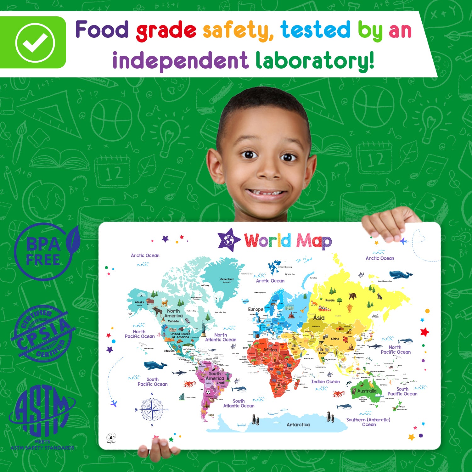 World Map placemat for children