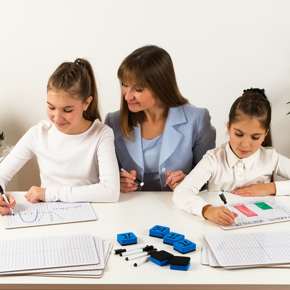12 Pack Double-Sided Dry Erase Graph Lap Boards - Class Set of Individual Classroom Whiteboards for Children
