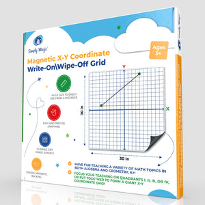 Magnetic XY Coordinate Dry Erase Grid - Classroom & Homeschool Supplies - 30x30