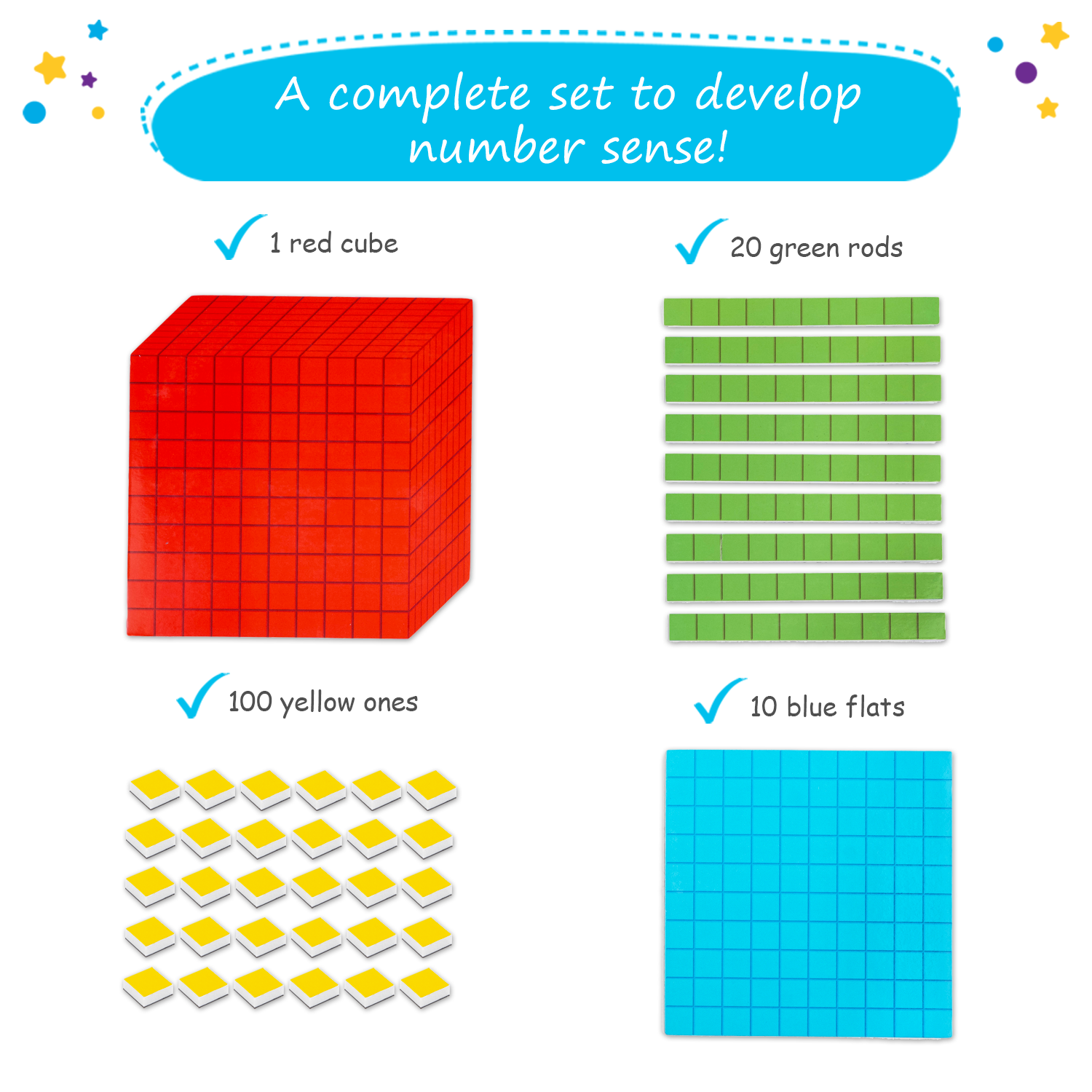 Base 10 blocks decimals learning set