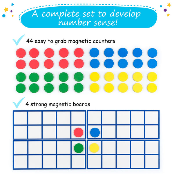 Jumbo Magnetic Ten Frames Set - 48 PCS | Math Manipulatives for Kids ...