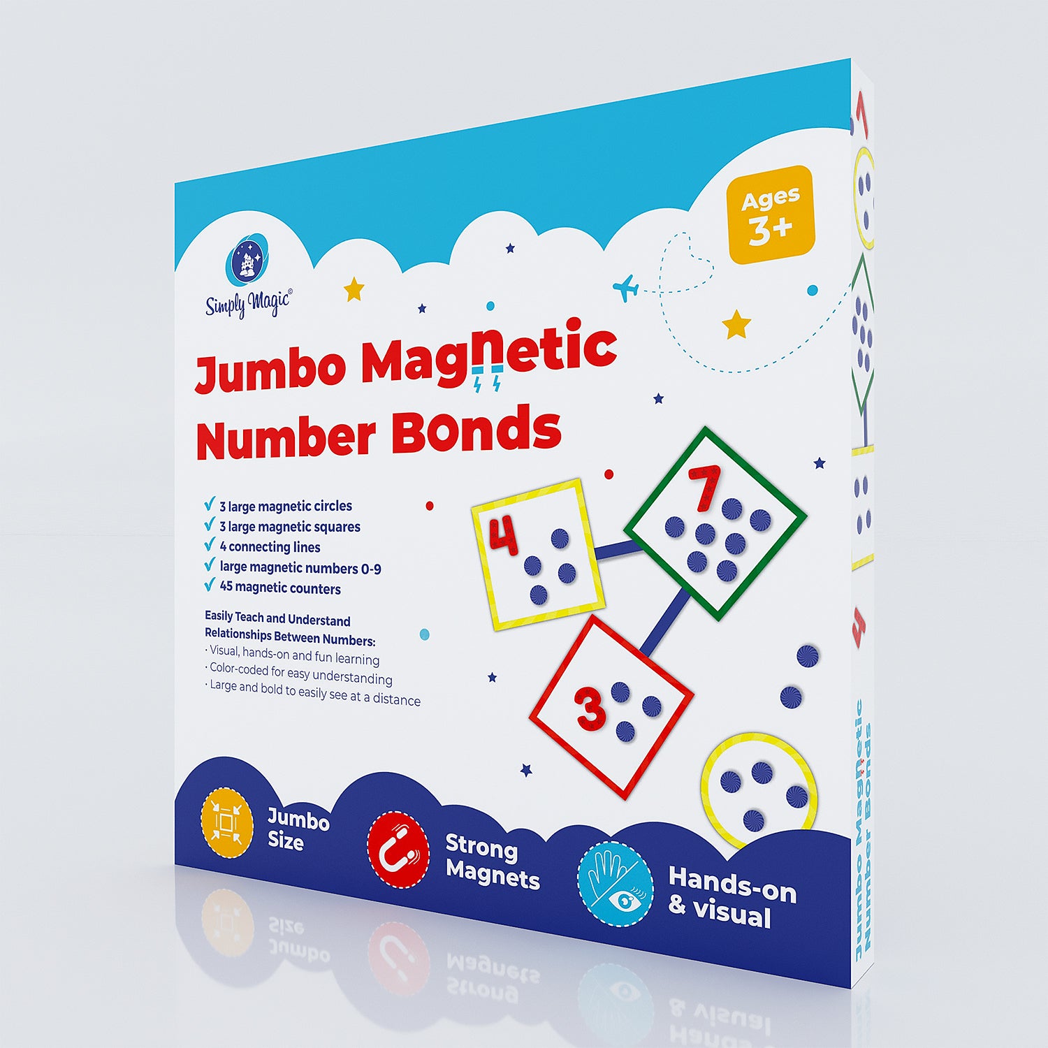 Colorful Magnetic Number Bonds for Whiteboard - Magnetic Math Manipulatives - 75 PCS