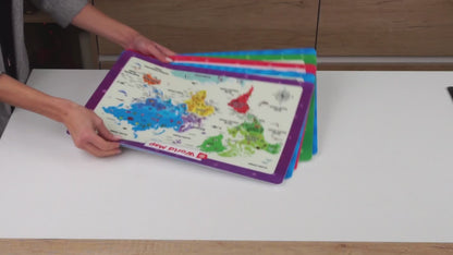 Educational Placemats Set - USA and World Maps, Periodic Table, Presidents, Human Body