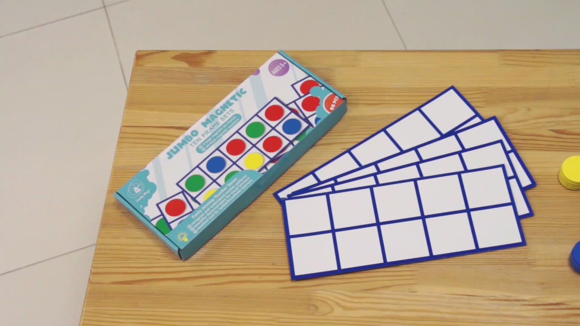 Ten frames with magnetic counters for kindergarten