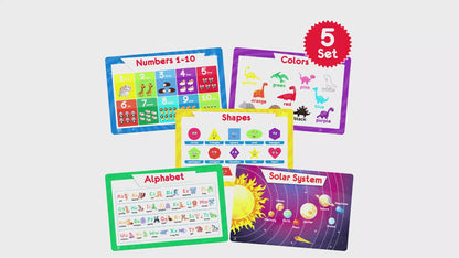 Fun & Learning Placemat Set - Alphabet, Shapes, Colors, Numbers, Solar System