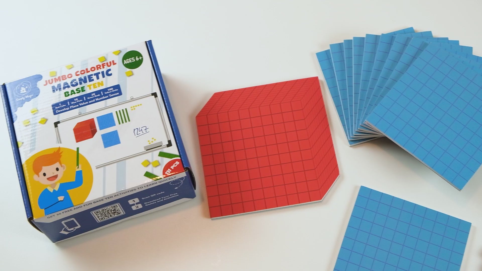 MEA10B6本セット Jumbo Colorful Magnetic Base Ten Blocks for Math - 131 PCS Set
