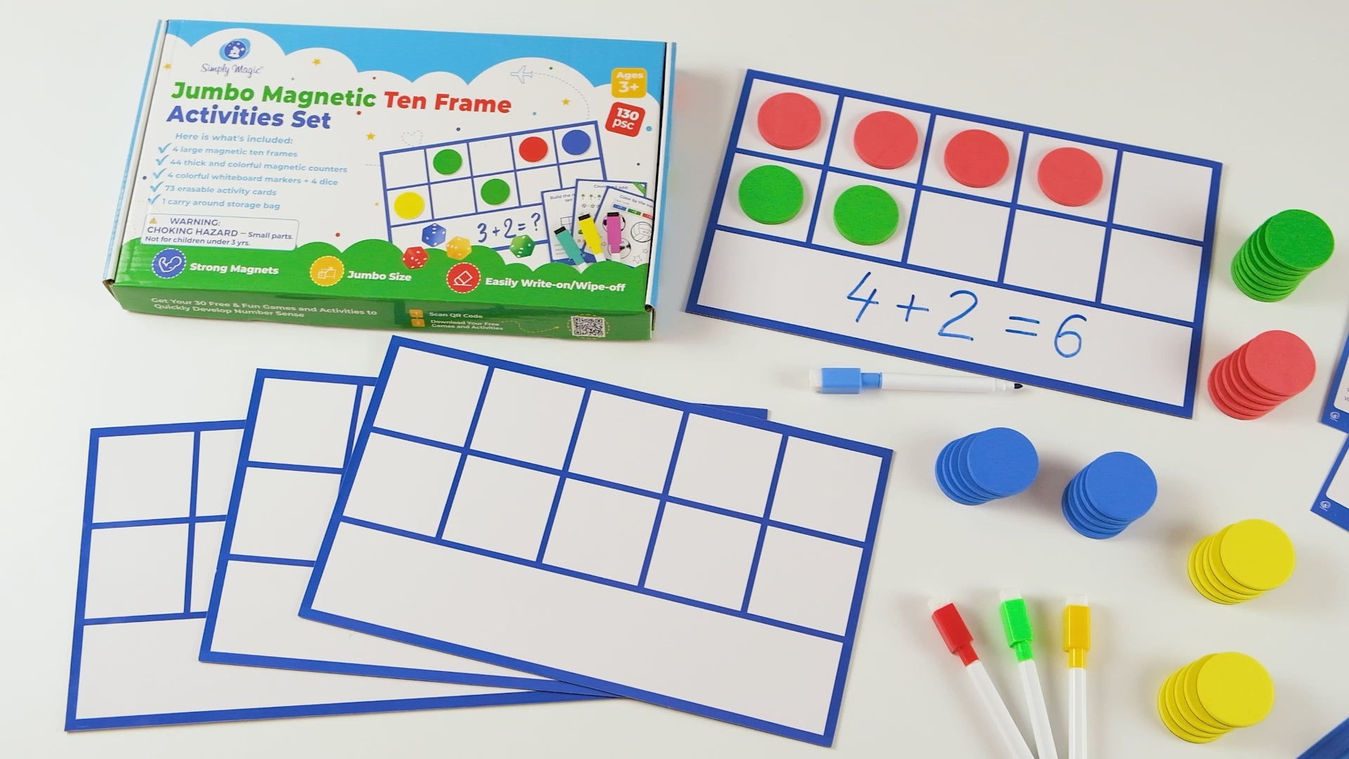 Full ten frame math kit with dice and markers