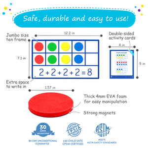 Magnetic ten frames and dice for math games