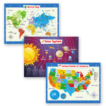 Load image into Gallery viewer, 3-Pack - Solar System Poster, World Map and United States Map - Laminated
