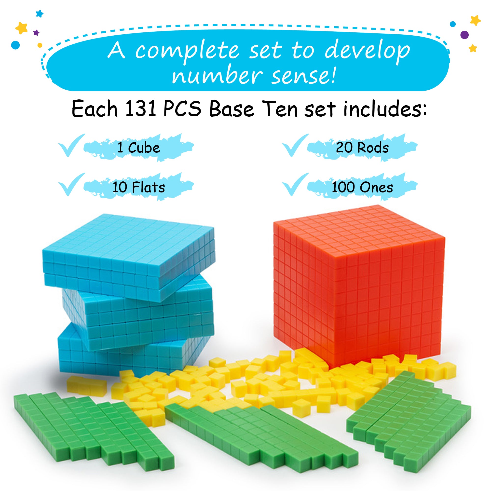 Colorful Base Ten Blocks Starter Set