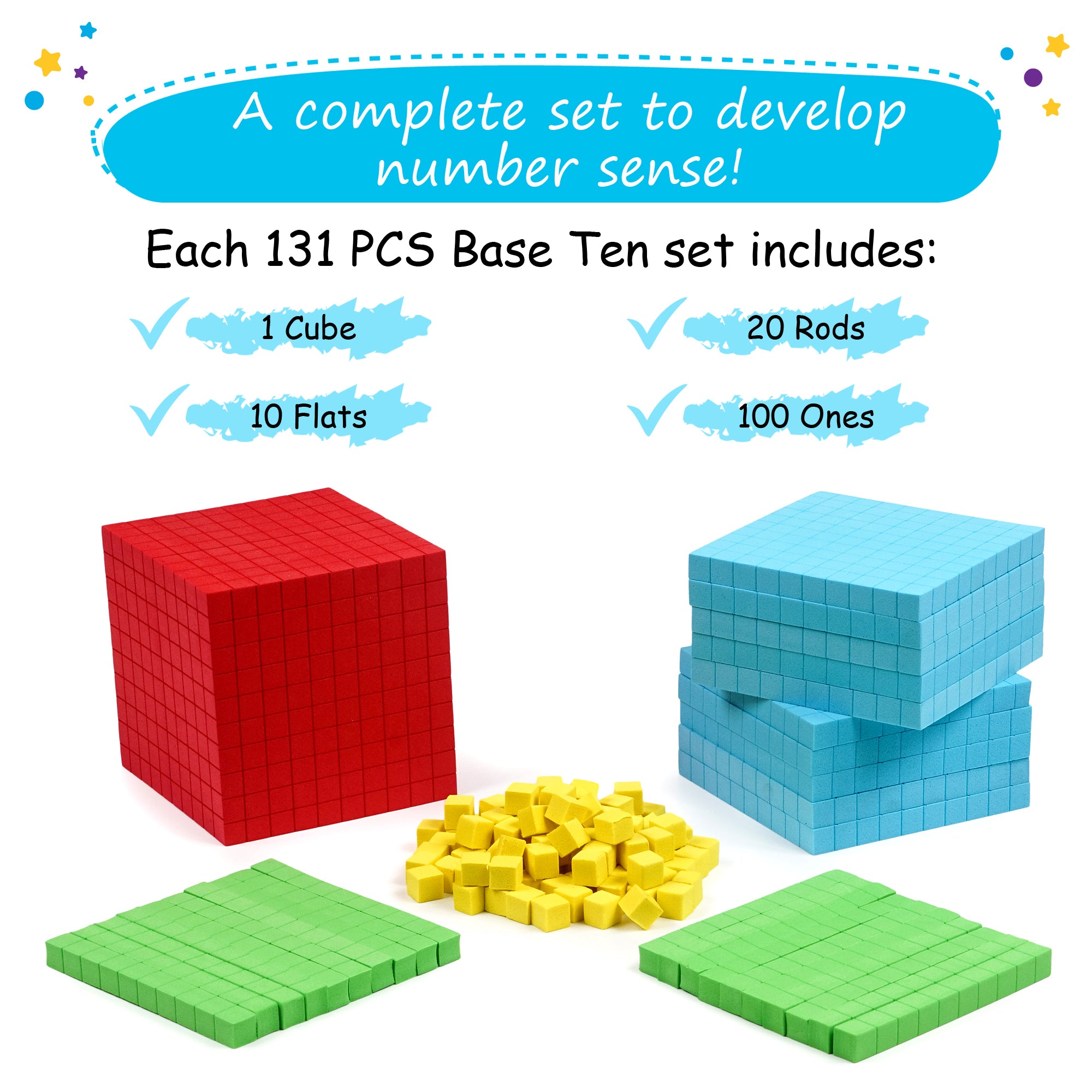 Colorful Foam Base Ten Blocks Starter Set