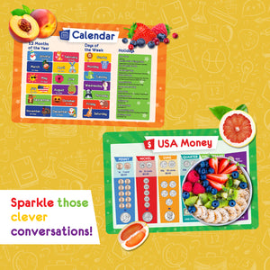 5 Educational Placemats -  USA Money, Numbers, Weather and Seasons, Calendar, Time