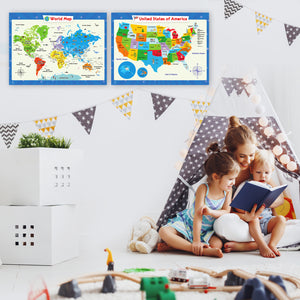 2-Pack - World Map and United States Map